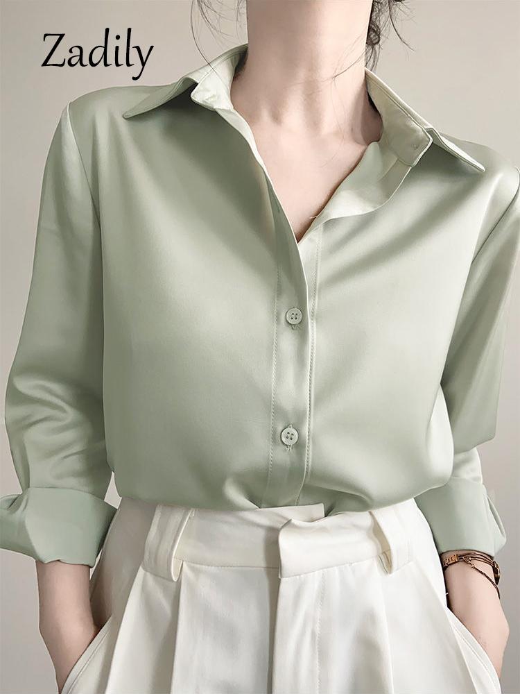 Shirts Zadily 2022 Summer New Office Lady Long Sleeve Silk Basic Shirt Women Button Up Solid Blouse Fashion Work Female Clothing Tops, Beige
Shirts Zadily 2022 Summer New Office Lady Long Sleeve Silk Basic Shirt Women Button Up Solid Blouse Fashion Work Female Clothing Tops, Beige