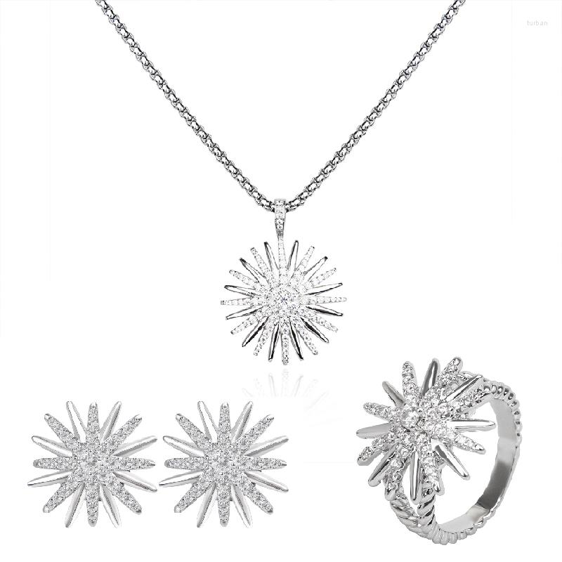Necklace Earrings Set White Cubic Zirconia Sunflower Design Pendant Ring And Stylish Chic Female Fashion For Party, Picture shown
Necklace Earrings Set White Cubic Zirconia Sunflower Design Pendant Ring And Stylish Chic Female Fashion For Party, Picture shown