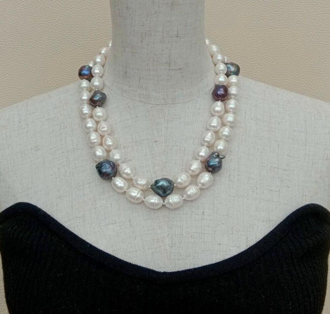 Hand knotted 2 rows cultured black white keshi pearl rice pearl necklace Women jewelry 1819inch4726958
Hand knotted 2 rows cultured black white keshi pearl rice pearl necklace Women jewelry 1819inch4726958