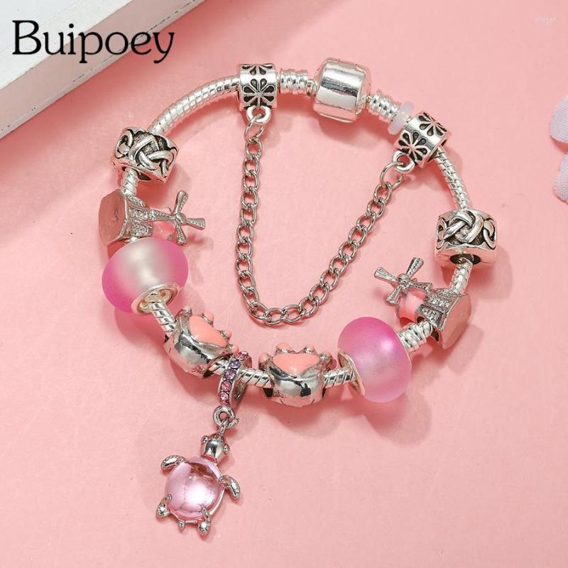 Charm Bracelets Buipoey Pink Sole Tortoise For Women DIY Silver Color Windmill Bead Bracelet & Bangle Jewelry
Charm Bracelets Buipoey Pink Sole Tortoise For Women DIY Silver Color Windmill Bead Bracelet & Bangle Jewelry