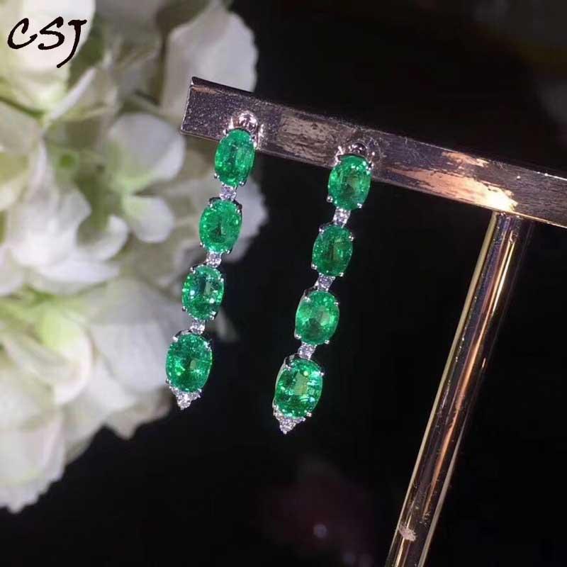 Stud CSJ natural emerald Earrings Sterling 18K Gold Fine Jewelry Women Lady Wedding Engagment Party Gift
Stud CSJ natural emerald Earrings Sterling 18K Gold Fine Jewelry Women Lady Wedding Engagment Party Gift