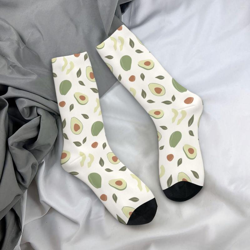 

Men's Socks Crazy Design Fresh Avocado Skateboard Polyester Crew For Women Men Sweat Absorbing, White