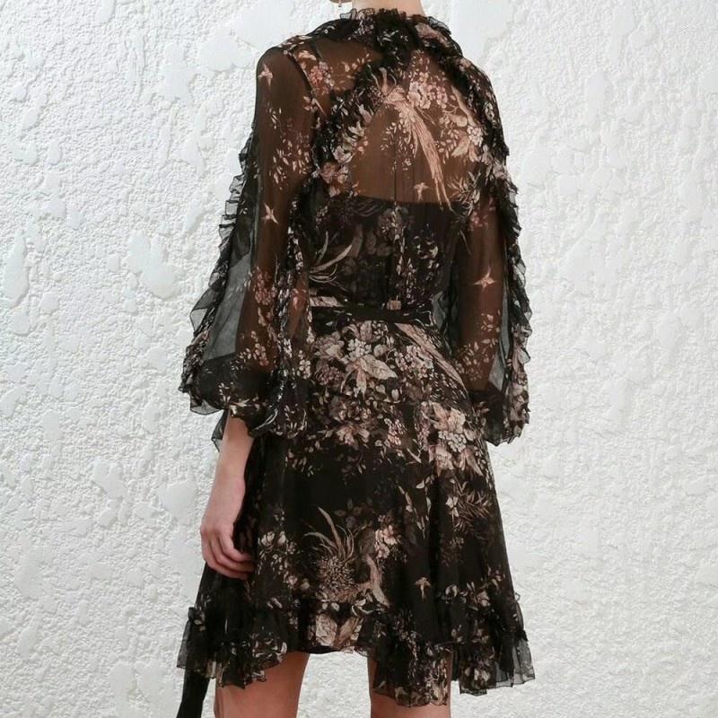 Casual Dresses Vintage Women Real Silk Dress Loose Fit Drawstring Asymmetrical Ruffle Floral Printed Female V-Neck Sexy Black
Casual Dresses Vintage Women Real Silk Dress Loose Fit Drawstring Asymmetrical Ruffle Floral Printed Female V-Neck Sexy Black