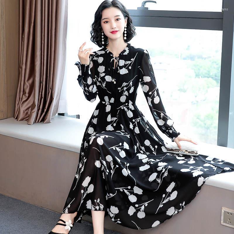 Casual Dresses Autumn Chiffon Dress Long Sleeve Women 2023 Style Printed Slim Waist O Neck Medium And A-line Floral, Black
Casual Dresses Autumn Chiffon Dress Long Sleeve Women 2023 Style Printed Slim Waist O Neck Medium And A-line Floral, Black