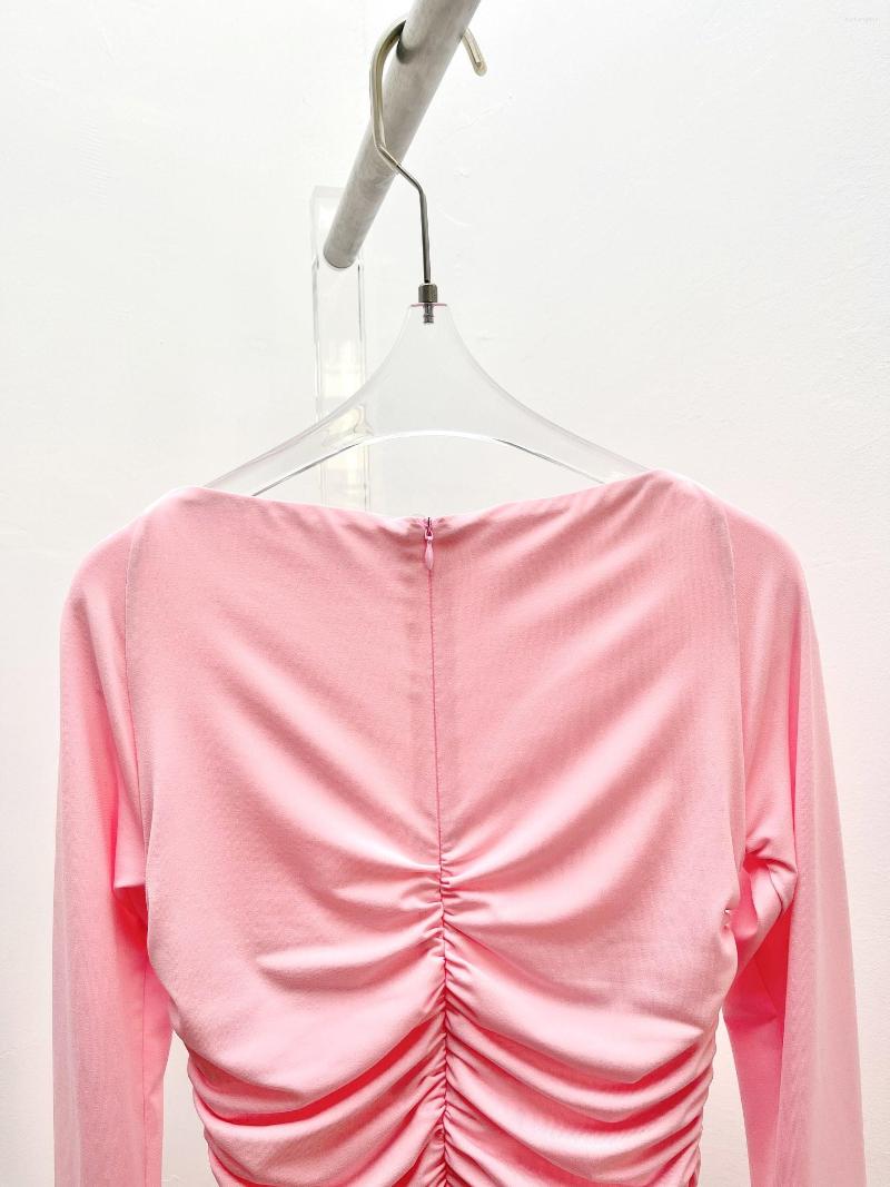 Casual Dresses Women Fashion Horn Long Sleeves V-neck Handmade Flower Off-the-shoulder Dress 0303