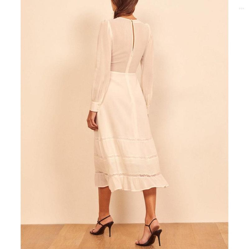 Casual Dresses For Women 2023 Elegant Party Midi Lace Insert Vintage Chiffon Spring Autumn Round Neck Long Sleeve, Ivory
Casual Dresses For Women 2023 Elegant Party Midi Lace Insert Vintage Chiffon Spring Autumn Round Neck Long Sleeve, Ivory
