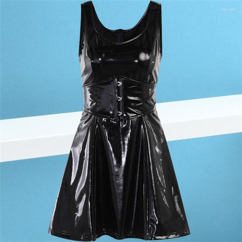 Casual Dresses Mirror Patent One-Piece Dress Womens Skirt Frock Leather Black Halloween Personality Sexy Chest Waist Show Thin A-Hem
Casual Dresses Mirror Patent One-Piece Dress Womens Skirt Frock Leather Black Halloween Personality Sexy Chest Waist Show Thin A-Hem