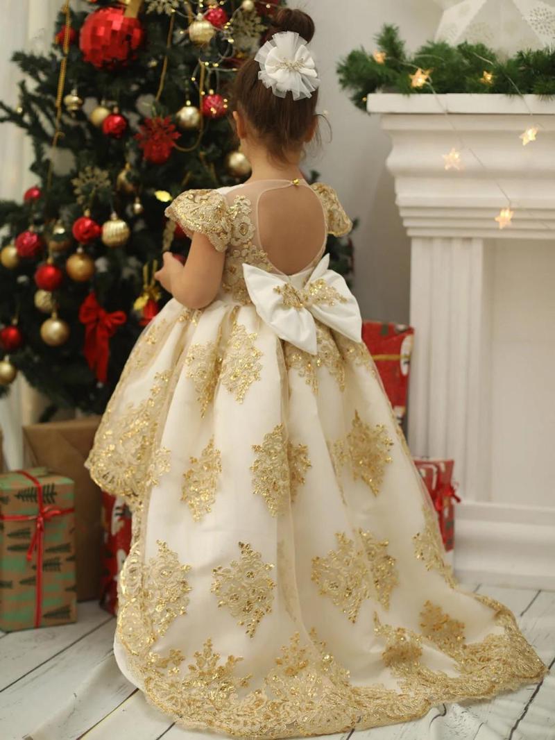 Girl Dresses Puffy Flower Dress Tulle Lace Applique O Neck Princess Wedding Party Gown Pageant Birthday With Bow, Custom made
Girl Dresses Puffy Flower Dress Tulle Lace Applique O Neck Princess Wedding Party Gown Pageant Birthday With Bow, Custom made