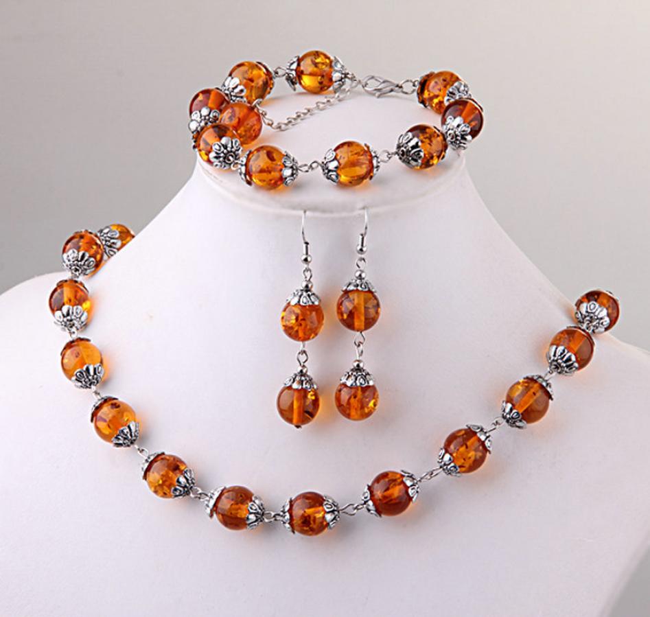 Fashion Tibet silver round amber beads necklace bracelet earrings set with 047 quotDIY manual amber suit7420303, Orange
Fashion Tibet silver round amber beads necklace bracelet earrings set with 047 quotDIY manual amber suit7420303, Orange