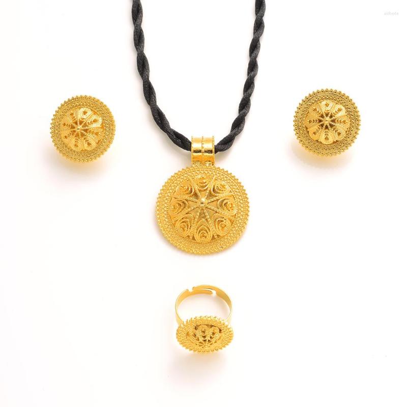 Necklace Earrings Set Gold Color Ethiopian Dubai Pendant Ring Wedding Bride Habesha Sets African Party Gift, Picture shown
Necklace Earrings Set Gold Color Ethiopian Dubai Pendant Ring Wedding Bride Habesha Sets African Party Gift, Picture shown