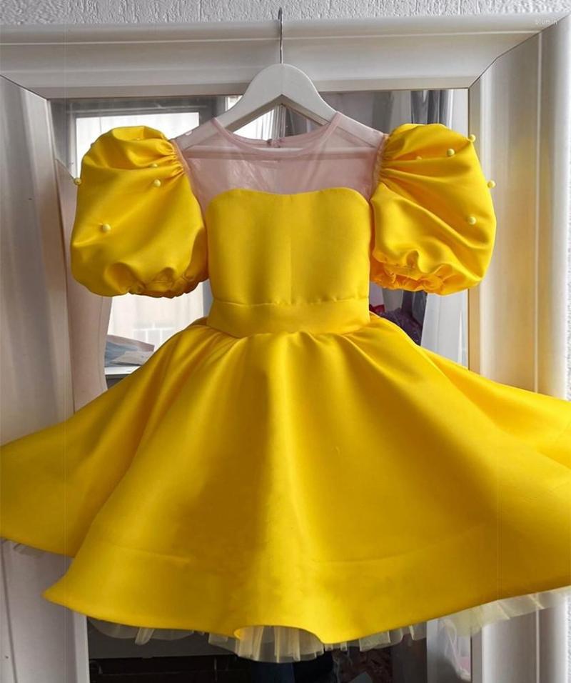 Girl Dresses Yellow Satin Flower Dress For Wedding Sheer Neck Puff Sleeves Baby Party Gown Christmas Year, Custom color
Girl Dresses Yellow Satin Flower Dress For Wedding Sheer Neck Puff Sleeves Baby Party Gown Christmas Year, Custom color