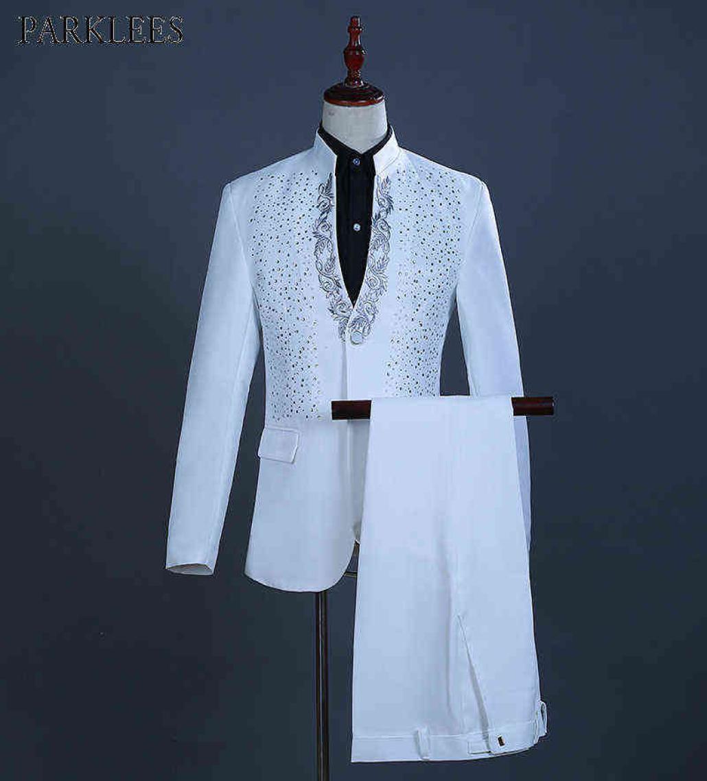 White Embroidered Diamond Suit Men Wedding Groom Tuxedo Suits Mens Stand Collar Prom Stage Costume Mens Suits with Pants Ternos 216850553, Ivory
White Embroidered Diamond Suit Men Wedding Groom Tuxedo Suits Mens Stand Collar Prom Stage Costume Mens Suits with Pants Ternos 216850553, Ivory