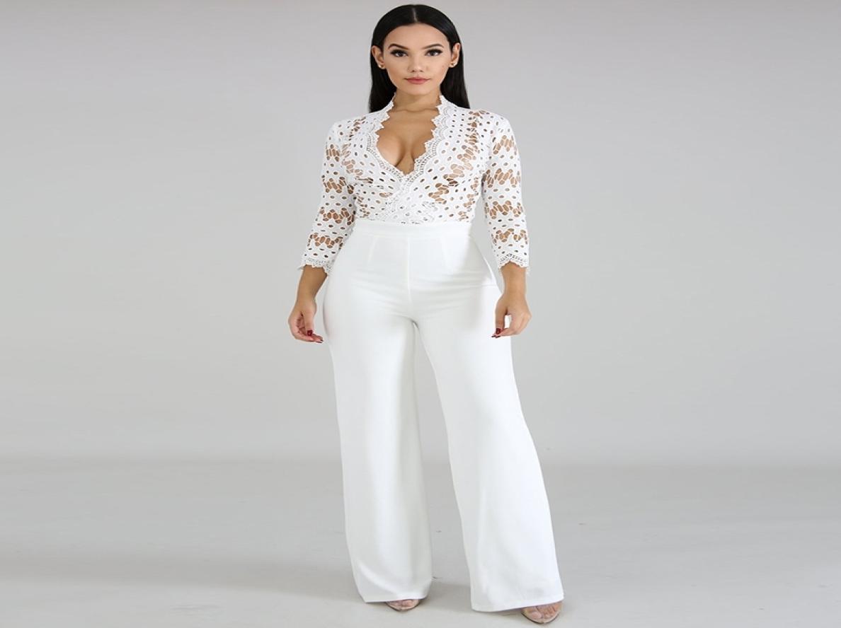 Long Sleeve Sexy Women Culotte Jumpsuit One Piece Elegant Party Evening Cocktail Wedding Wide Leg Romper Lace Hollow Out White Y202591896
Long Sleeve Sexy Women Culotte Jumpsuit One Piece Elegant Party Evening Cocktail Wedding Wide Leg Romper Lace Hollow Out White Y202591896