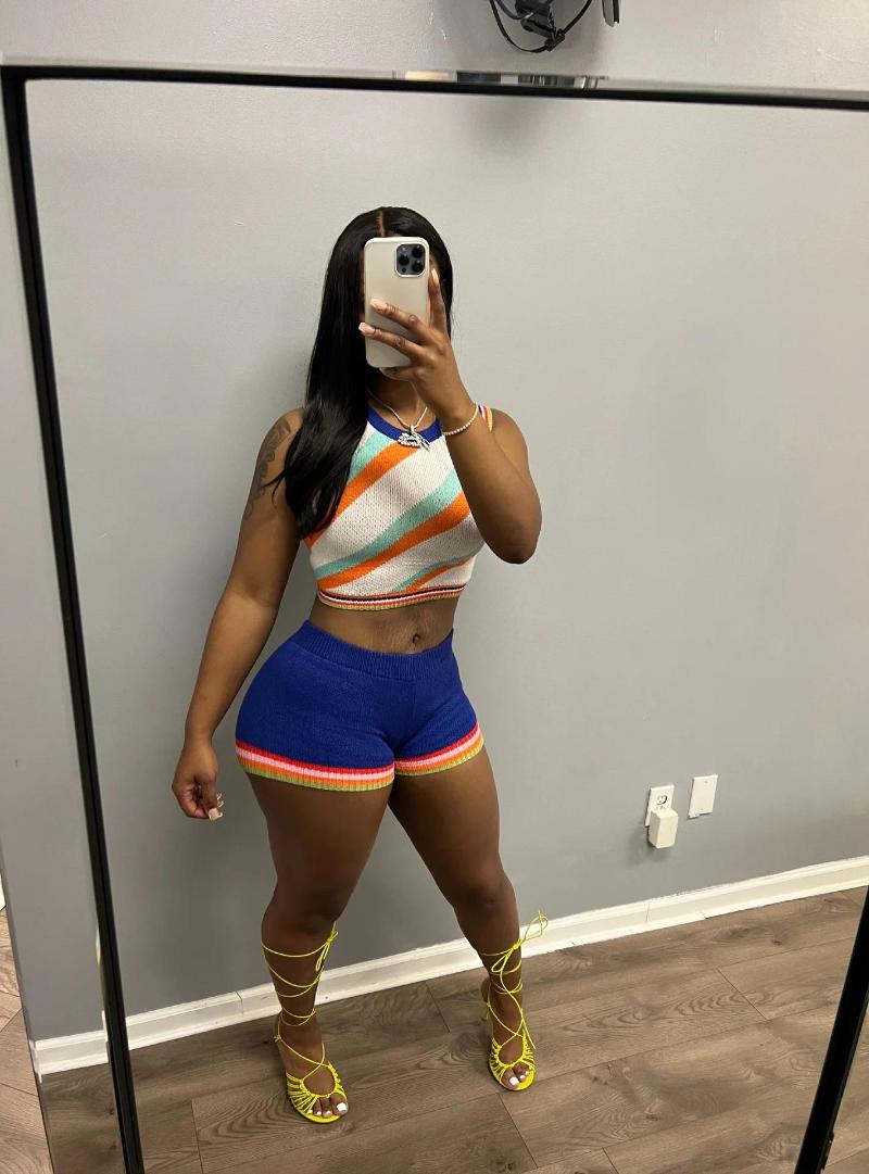 Women's Tracksuits GPBD 2023 Sleeveless Round Neck Short Top Elastic Pants Two Piece Sets Casual Street Style Printed Women Suit, Blue
Women's Tracksuits GPBD 2023 Sleeveless Round Neck Short Top Elastic Pants Two Piece Sets Casual Street Style Printed Women Suit, Blue