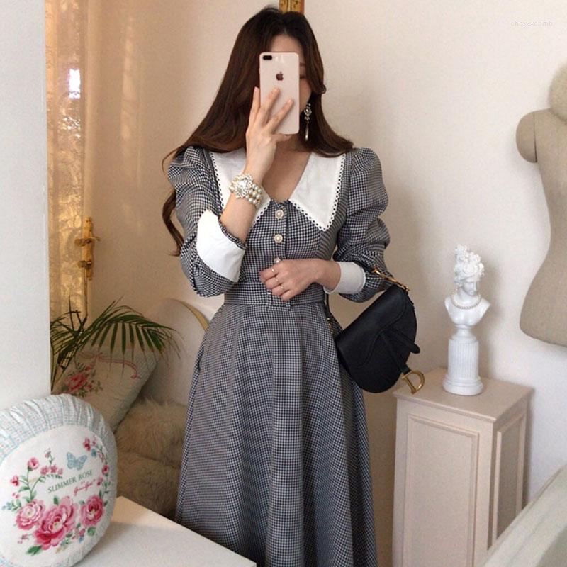Casual Dresses Vintage Plaid Women'S Dress With Belt Lapel Collar Long Sleeve 2023 Spring Autumn Korean One-Piece Fashion Ladies, Multi
Casual Dresses Vintage Plaid Women'S Dress With Belt Lapel Collar Long Sleeve 2023 Spring Autumn Korean One-Piece Fashion Ladies, Multi