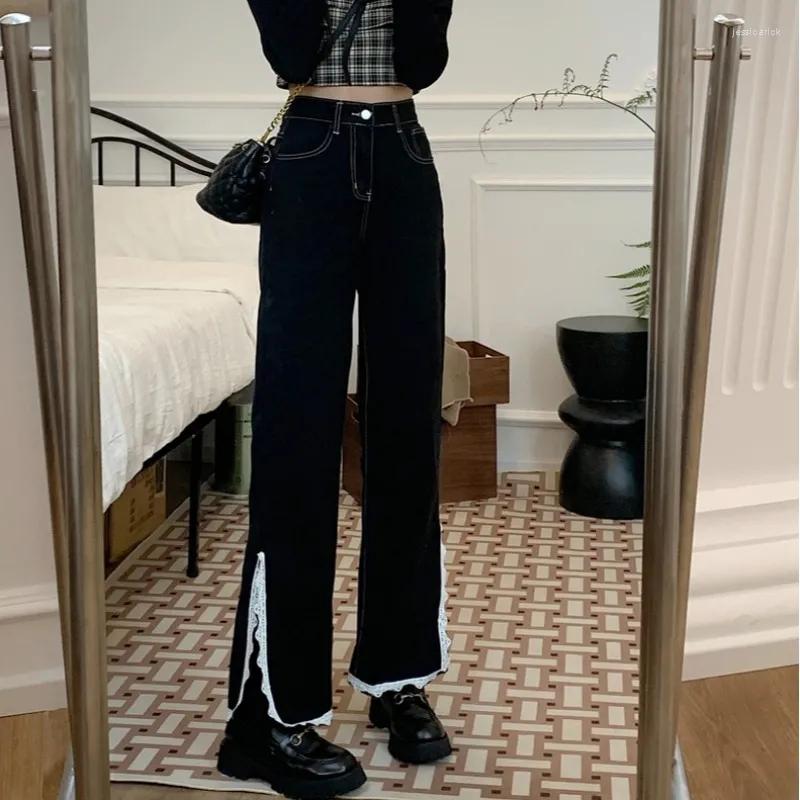 Women's Jeans MEXZT Y2K Slit Women High Waist Lace Spliced Straight Wide Leg Denim Pants Female Streetwear Black Loose Casual Trousers
Women's Jeans MEXZT Y2K Slit Women High Waist Lace Spliced Straight Wide Leg Denim Pants Female Streetwear Black Loose Casual Trousers