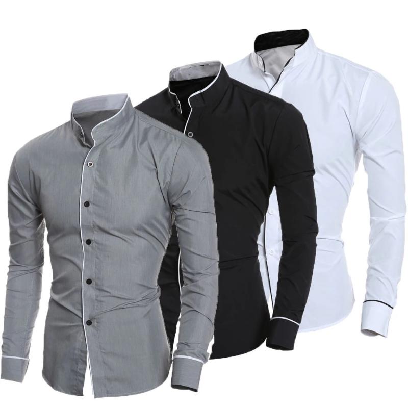 Men's Dress Shirts Men Stand Collar Shirt Long Sleeve Turn Down Slim Pure Colors Solid Fit Business Male, Black
Men's Dress Shirts Men Stand Collar Shirt Long Sleeve Turn Down Slim Pure Colors Solid Fit Business Male, Black