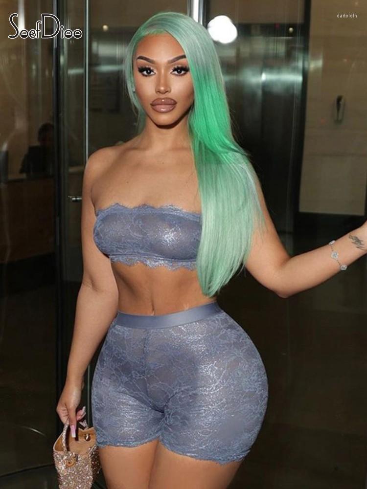 Women' Tracksuits Soefdioo Sexy Lace See Through Two Piece Set Women Wrapped Chest Vest And Tight High Waist Shorts Matched 2023 Nightclub, Blue
Women' Tracksuits Soefdioo Sexy Lace See Through Two Piece Set Women Wrapped Chest Vest And Tight High Waist Shorts Matched 2023 Nightclub, Blue