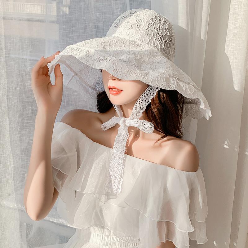 Wide Brim Hats Women's Lace Sun Hat Korean Big Eaves Sunscreen Flower Embroidery Pure Color High Quality Temperament Accessories, White
Wide Brim Hats Women's Lace Sun Hat Korean Big Eaves Sunscreen Flower Embroidery Pure Color High Quality Temperament Accessories, White