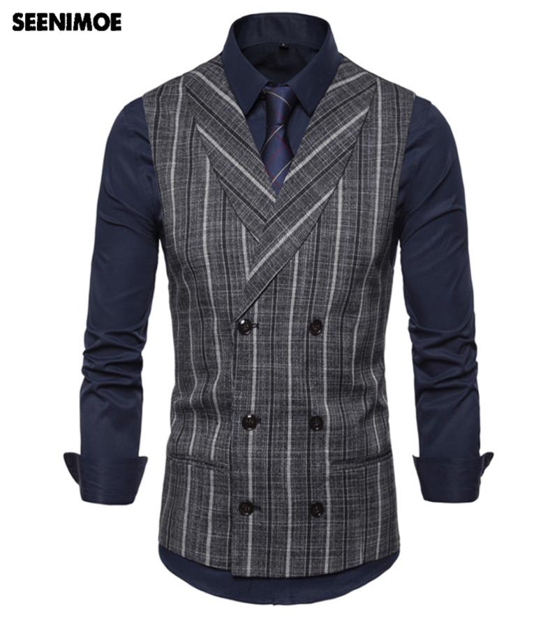 Seenimoe Mens Striped Plaid Formal Blazer Vests Casual Double Breasted Men Vest suit EU Size SXXL Male Casual Waistcoat 2011052952065, Champagne
Seenimoe Mens Striped Plaid Formal Blazer Vests Casual Double Breasted Men Vest suit EU Size SXXL Male Casual Waistcoat 2011052952065, Champagne