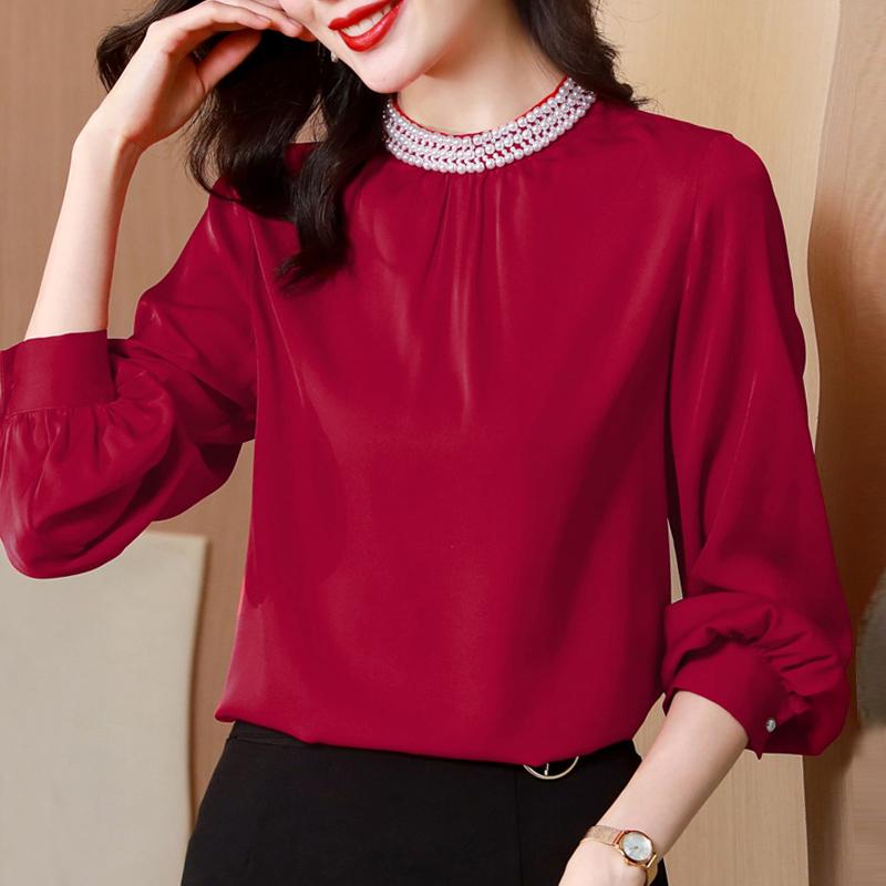 Women' Blouses & Shirts Blusas Mujer De Moda 2023 Beading Stand Collar Blouse Shirt Long Sleeve Red Chiffon Women Tops F378, Picture shown
Women' Blouses & Shirts Blusas Mujer De Moda 2023 Beading Stand Collar Blouse Shirt Long Sleeve Red Chiffon Women Tops F378, Picture shown