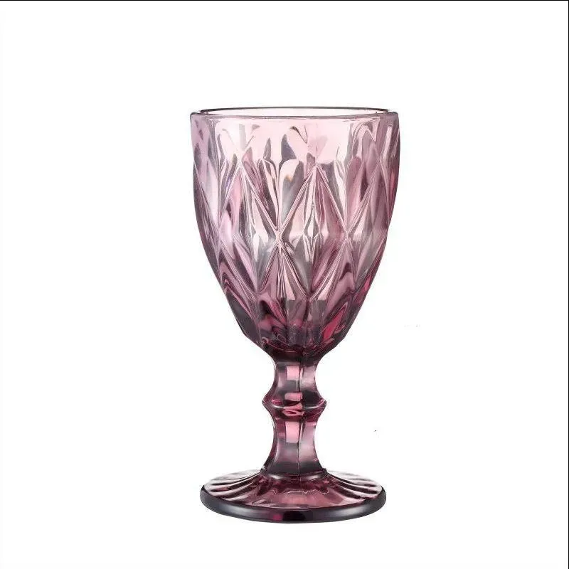 48 STOCK Pieces / Carton European Style Emed Stained Glass Beer Goblet Vintage Wine Glasses Household Juice Drinking Cup Thickened FY5509 es