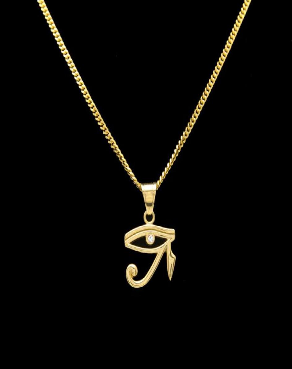 316L Stainless Steel Gold Color Egyptian The Eye Of Horus Pendant Necklace Hip Hop Wedjat Eye Necklaces For Unisex Jewelry9286130