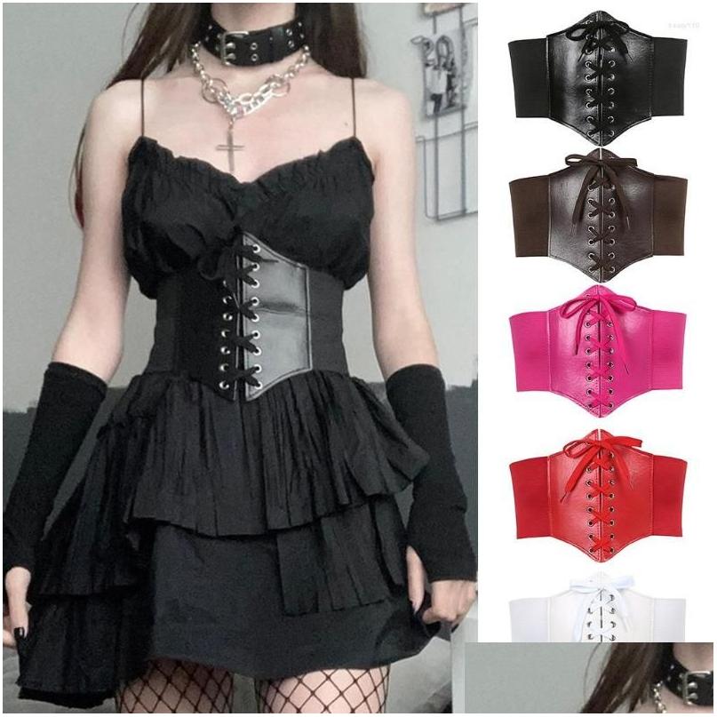 Belts Women Laceup Elastic Waist Belt Tra Super Wide Tied Waspie Pu Leather High Corset Drop Delivery Fashion Accessories Dhsyn, Black
Belts Women Laceup Elastic Waist Belt Tra Super Wide Tied Waspie Pu Leather High Corset Drop Delivery Fashion Accessories Dhsyn, Black
