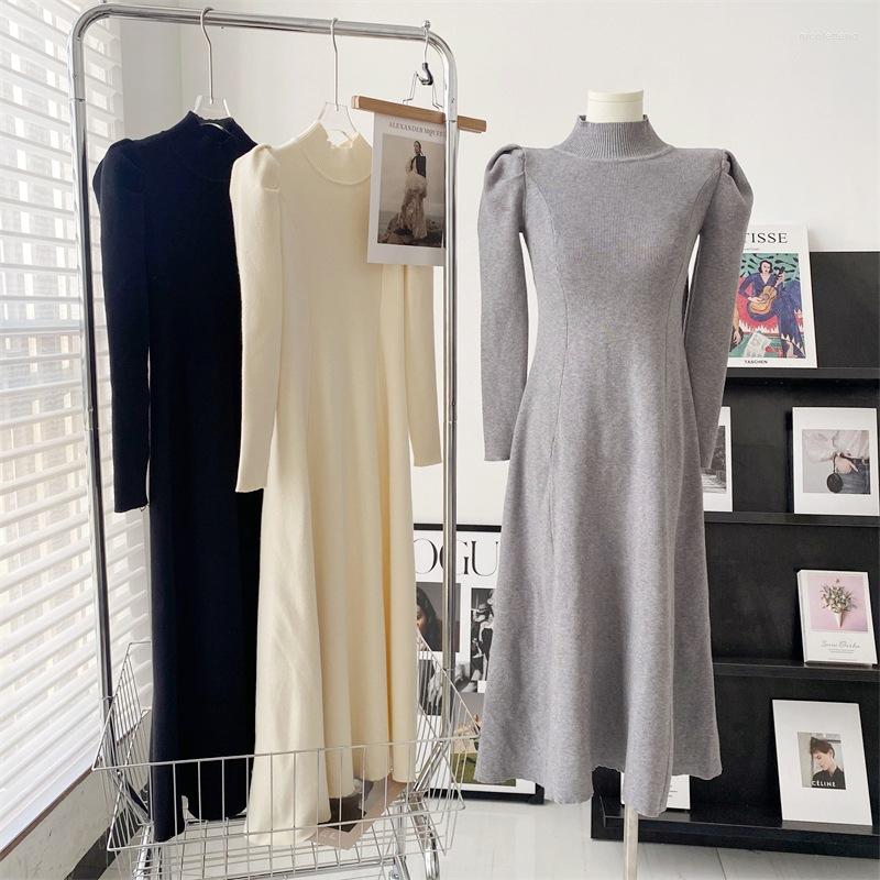 Casual Dresses Autumn Winter Knitted Dress Women Turtleneck Bubble Sleeve A-Line Elegent Slim Solid Color Thickening Sweater Skirt, Beige
Casual Dresses Autumn Winter Knitted Dress Women Turtleneck Bubble Sleeve A-Line Elegent Slim Solid Color Thickening Sweater Skirt, Beige