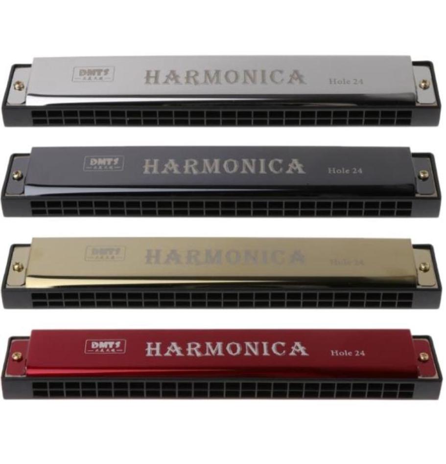 

Professional 24 Hole Harmonica C Key Metal Harmonica Woodwind Instrument For Beginners 4 Color Drop1021371