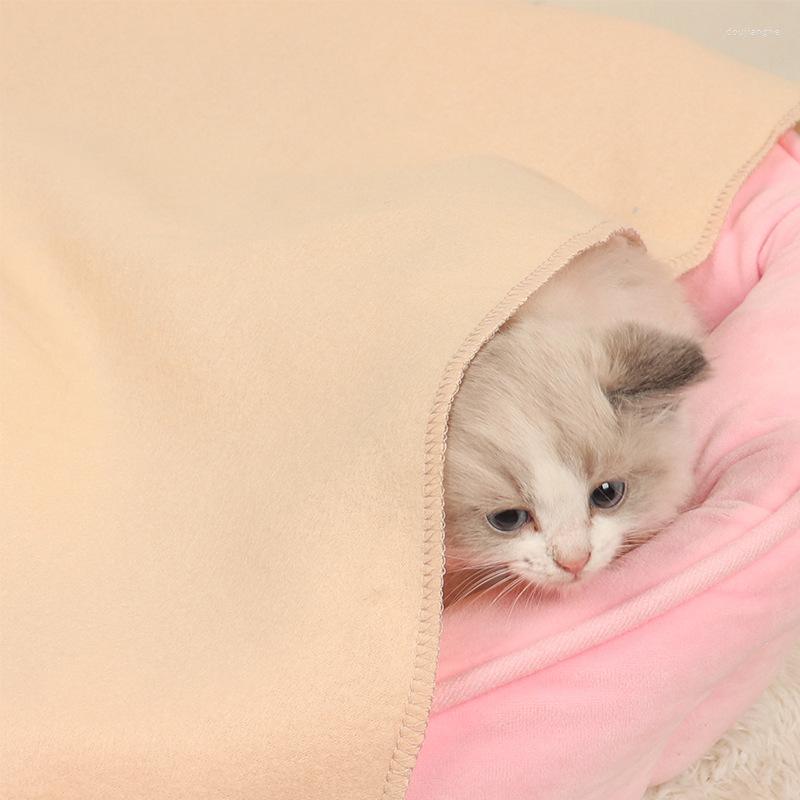 Cat Beds Soft Dog Comfortable Solid Blanket Mat Winter Warm Sleeping Portable Washable Nest Supplies For Cats Or Dogs Pets Mats