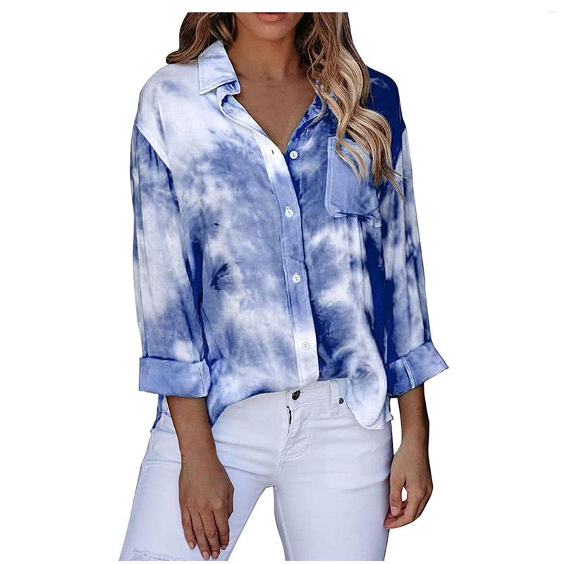 Women' Blouses Leisure Women Shirts Button Lapel Cardigan Top Lady Loose Long Sleeve Shirt Womens Tops And Tie-dye Print Autumn Blusas, Blue
Women' Blouses Leisure Women Shirts Button Lapel Cardigan Top Lady Loose Long Sleeve Shirt Womens Tops And Tie-dye Print Autumn Blusas, Blue