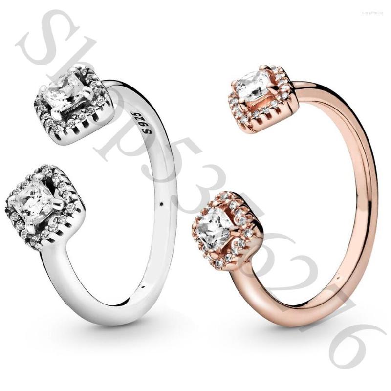 Cluster Rings Authentic 925 Sterling Silver Rose Square Sparkle Open Fashion Ring For Women Gift DIY Jewelry
Cluster Rings Authentic 925 Sterling Silver Rose Square Sparkle Open Fashion Ring For Women Gift DIY Jewelry