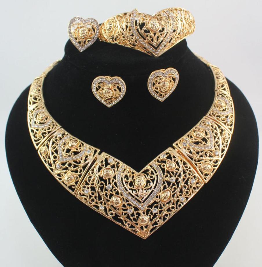 African Jewelry Sets Women 18K Gold Plated Crystal Heart Necklace Earring Bracelet Rings Wedding Party Jewellery3651388
African Jewelry Sets Women 18K Gold Plated Crystal Heart Necklace Earring Bracelet Rings Wedding Party Jewellery3651388