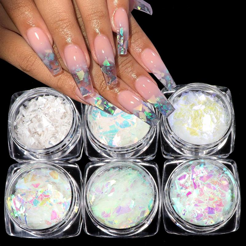 Nail Art Decorations 6pcs Aurora Color Glitter Sequin Set Holographic Irregular Flake Accessory Parts For UV Gel Tips Design DecorationNail
Nail Art Decorations 6pcs Aurora Color Glitter Sequin Set Holographic Irregular Flake Accessory Parts For UV Gel Tips Design DecorationNail