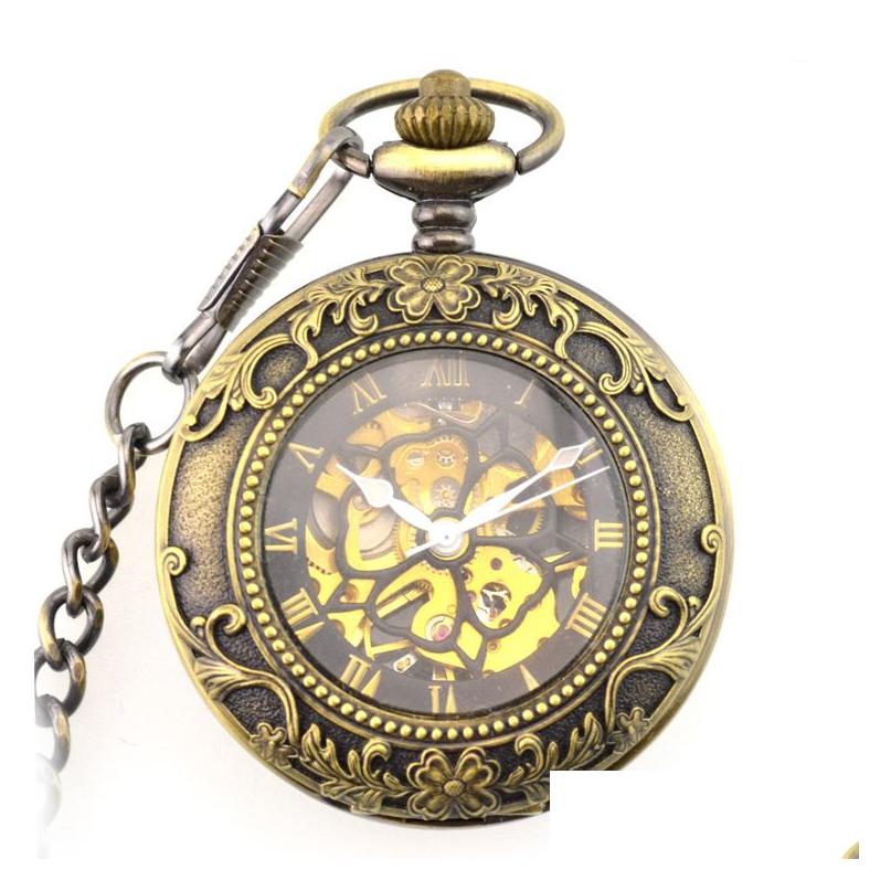 Pocket Watches Fashion Steampunk Pendant For Men Women Hand Winding Mechanical Watch Roman Numerals Skeleton Fob Chain Drop Delivery Dhtqb, Bronze
Pocket Watches Fashion Steampunk Pendant For Men Women Hand Winding Mechanical Watch Roman Numerals Skeleton Fob Chain Drop Delivery Dhtqb, Bronze