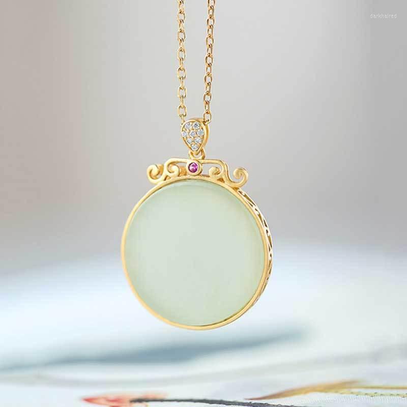 Chains Ancient Gold Craftsmanship Silver Diamond Round Natural Hetian White Jade Necklace Pendant Classical Beauty Charm Jewelry
Chains Ancient Gold Craftsmanship Silver Diamond Round Natural Hetian White Jade Necklace Pendant Classical Beauty Charm Jewelry