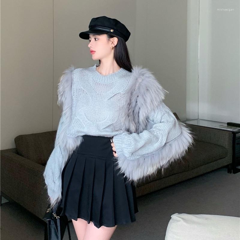 Women's Sweaters Fashion Fluffy Sweater Women Chic Fur Stitching Round Neck Long Sleeved Wool Autumn Tops Twist Knitted Loose Casual Jumpers, Gray
Women's Sweaters Fashion Fluffy Sweater Women Chic Fur Stitching Round Neck Long Sleeved Wool Autumn Tops Twist Knitted Loose Casual Jumpers, Gray