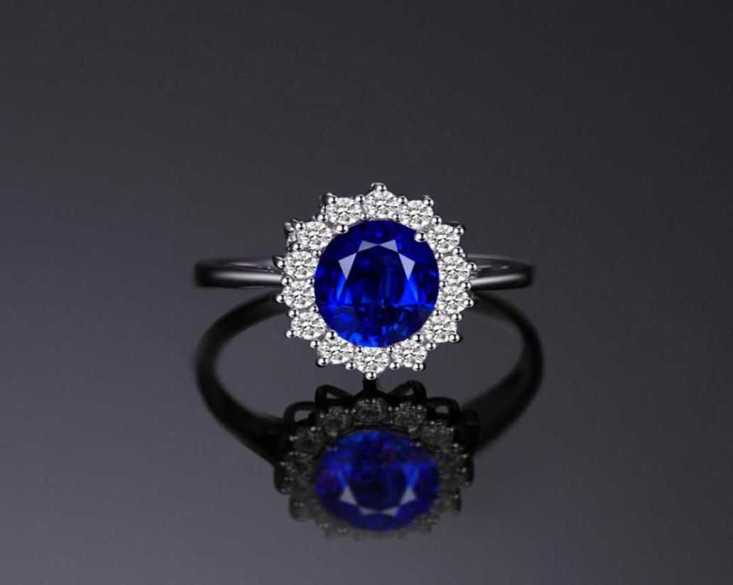 Blue Sapphire Engagement 925 Sterling Silver Ring Wedding jewelry desinger rings8910776