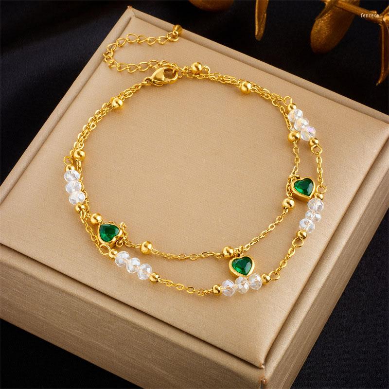 Link Bracelets 316L Stainless Steel Fashion Ethnic Love Heart Beaded Bracelet Anklets For Women Simple Zircon Non-Fading Party Jewelry Gift
Link Bracelets 316L Stainless Steel Fashion Ethnic Love Heart Beaded Bracelet Anklets For Women Simple Zircon Non-Fading Party Jewelry Gift