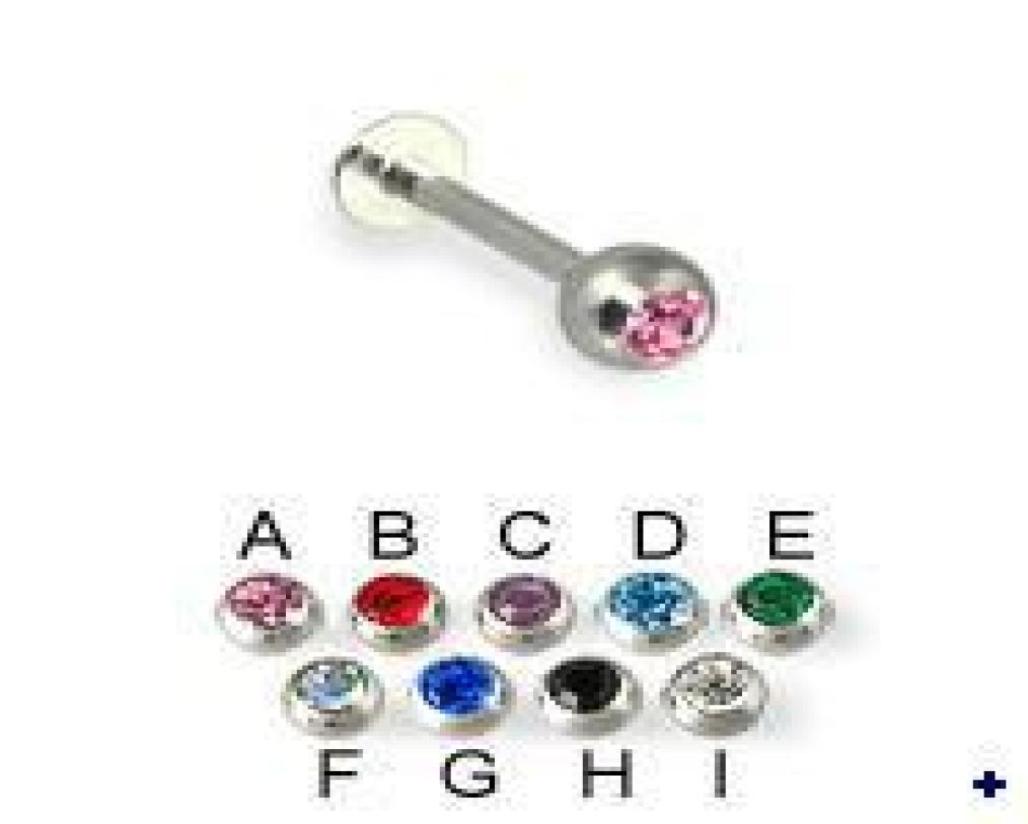 New Arrival 316l Surgical Steel Labret Ring Lip Piercing Diamond Jewelry Earring 16Gauge 100pcslot6238016
