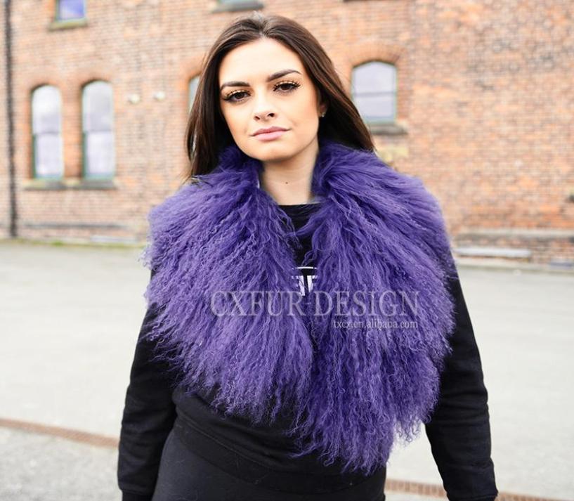 

CXA52H Detachable Mongolian Lamb Big Fur Collar Scarves Women039s warm scarf in autumn and winter6755772