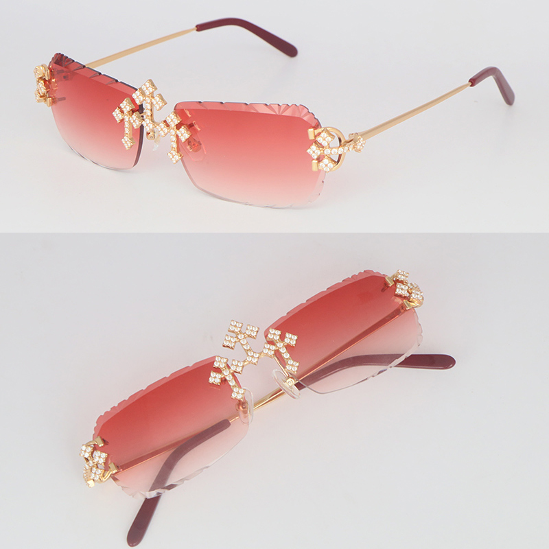 Moissanite Set Rimless Womans Big Stones 4 Carat Dia Sun glasses Limited edition C Decoration Wire Frame Sunglasses Men Woman NewMossan sunglasses