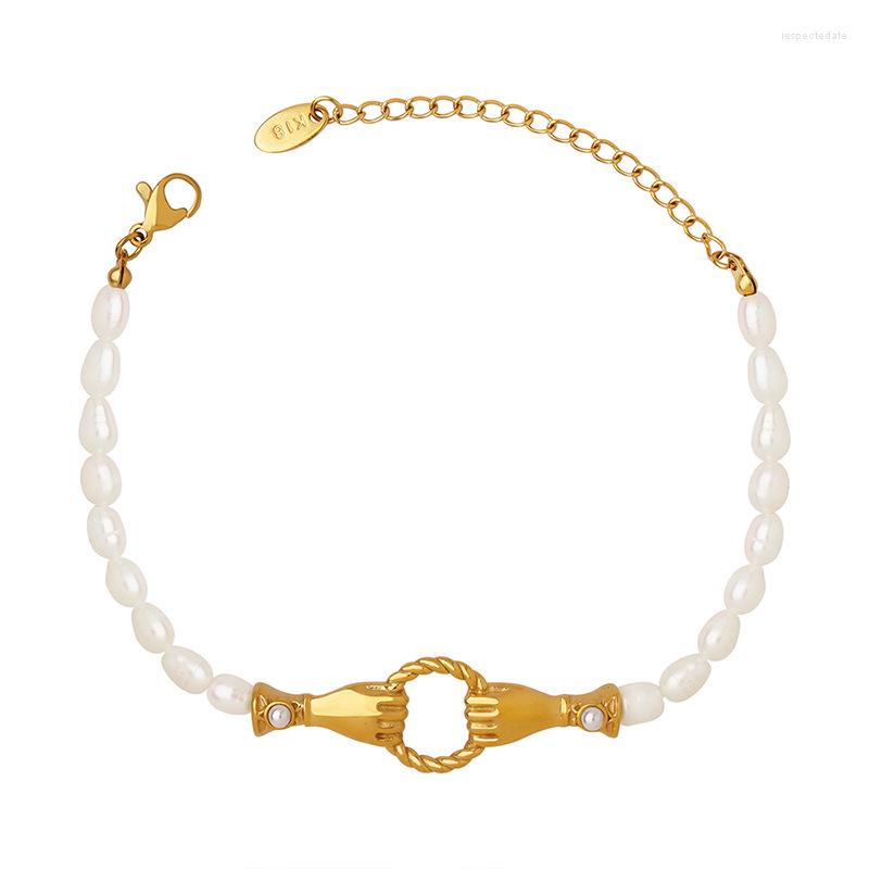 Charm Bracelets Minar French Natural Freshwater Pearl Beaded For Women 18K Gold Plated Stainless Steel Hollow Hand Bracelet Gift
Charm Bracelets Minar French Natural Freshwater Pearl Beaded For Women 18K Gold Plated Stainless Steel Hollow Hand Bracelet Gift