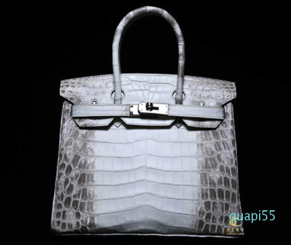 BIRKINS Crocodile Leather Panlong No 9 Himalayan 30cm pure hand sewn platinum bag leather business retro hand4961317, Black
BIRKINS Crocodile Leather Panlong No 9 Himalayan 30cm pure hand sewn platinum bag leather business retro hand4961317, Black