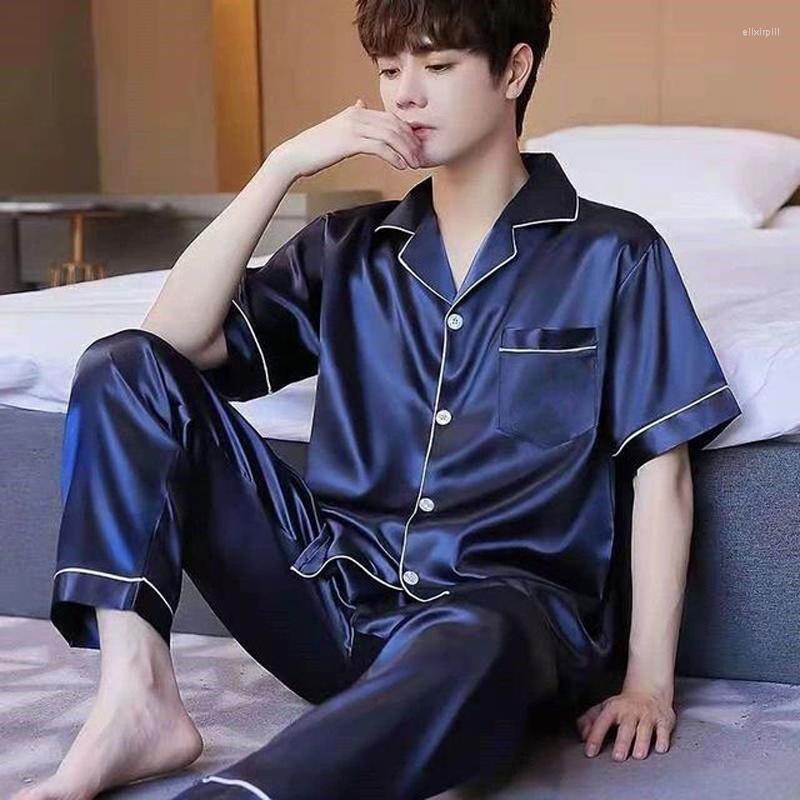 Men's Sleepwear Summer Men Pajama Sets Casual Satin For Man Shirt Short Sleeve Pyjama Male Soft Silk Home Clothes Big Size Loungewear
Men's Sleepwear Summer Men Pajama Sets Casual Satin For Man Shirt Short Sleeve Pyjama Male Soft Silk Home Clothes Big Size Loungewear
