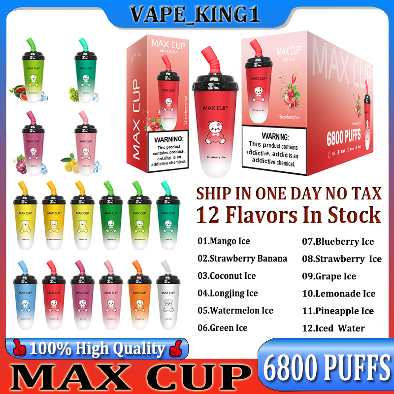 Original Max Cup 6800 Puff 6800 Disposable E Cigarette Starter Kit Strength 0 2 3 5% Vape 16ml 600mAh Battery Rechargeable Vape Pen Milk Tea Cups
Original Max Cup 6800 Puff 6800 Disposable E Cigarette Starter Kit Strength 0 2 3 5% Vape 16ml 600mAh Battery Rechargeable Vape Pen Milk Tea Cups