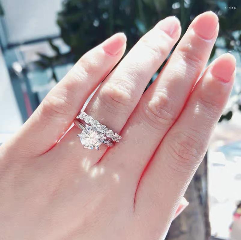 Cluster Rings Classic Six 925 Sterling Silver 2ct Simulated Diamond Band Ring Set Eternal Wedding Engagement For Women Jewelry
Cluster Rings Classic Six 925 Sterling Silver 2ct Simulated Diamond Band Ring Set Eternal Wedding Engagement For Women Jewelry