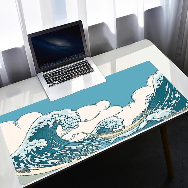 

Rests Japan The Great Wave of Kanagawa Art Mouse Pad Large Computer Gaming Accessories Mousepad Gamer Rubber Keyboard Laptop Desk Mat