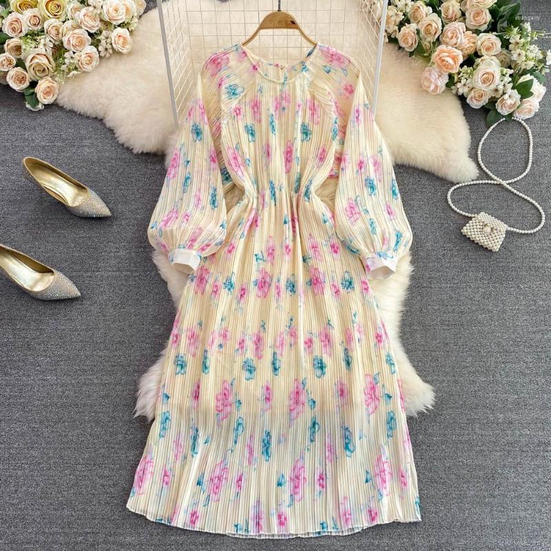 Casual Dresses High Quality Dress Women Spring Autumn Round Neck Long Sleeve Women's Clothing Pleated Floral Elegant For, Apricot
Casual Dresses High Quality Dress Women Spring Autumn Round Neck Long Sleeve Women's Clothing Pleated Floral Elegant For, Apricot